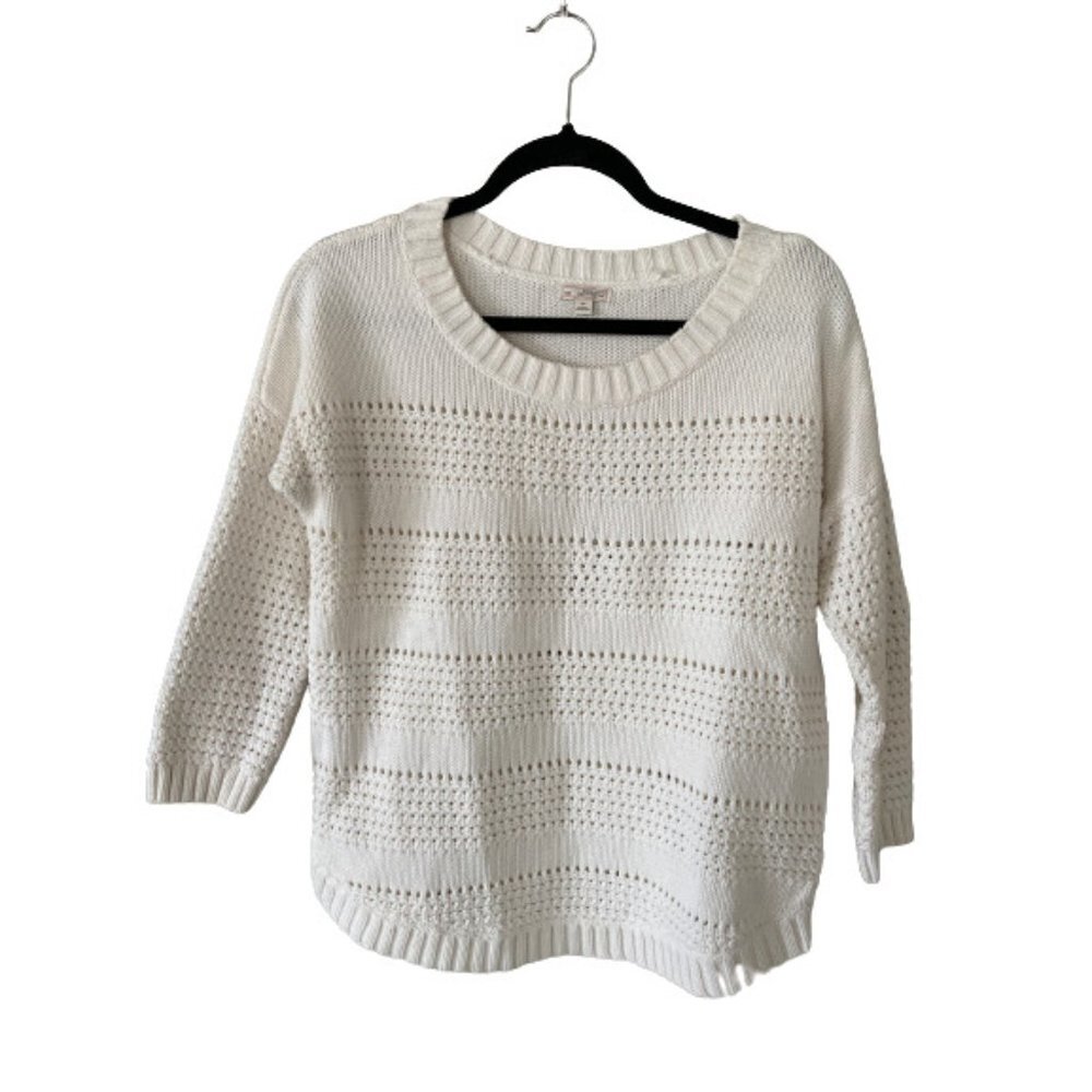 Gap Women's Textured Stripe Sweater Ivory Frost Size S
